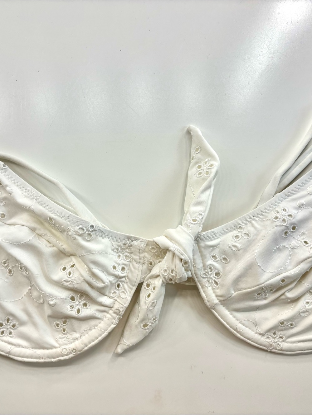 Blackbough White Eyelet Tie-Front Bikini Top - Women Intimates & Sleepwear